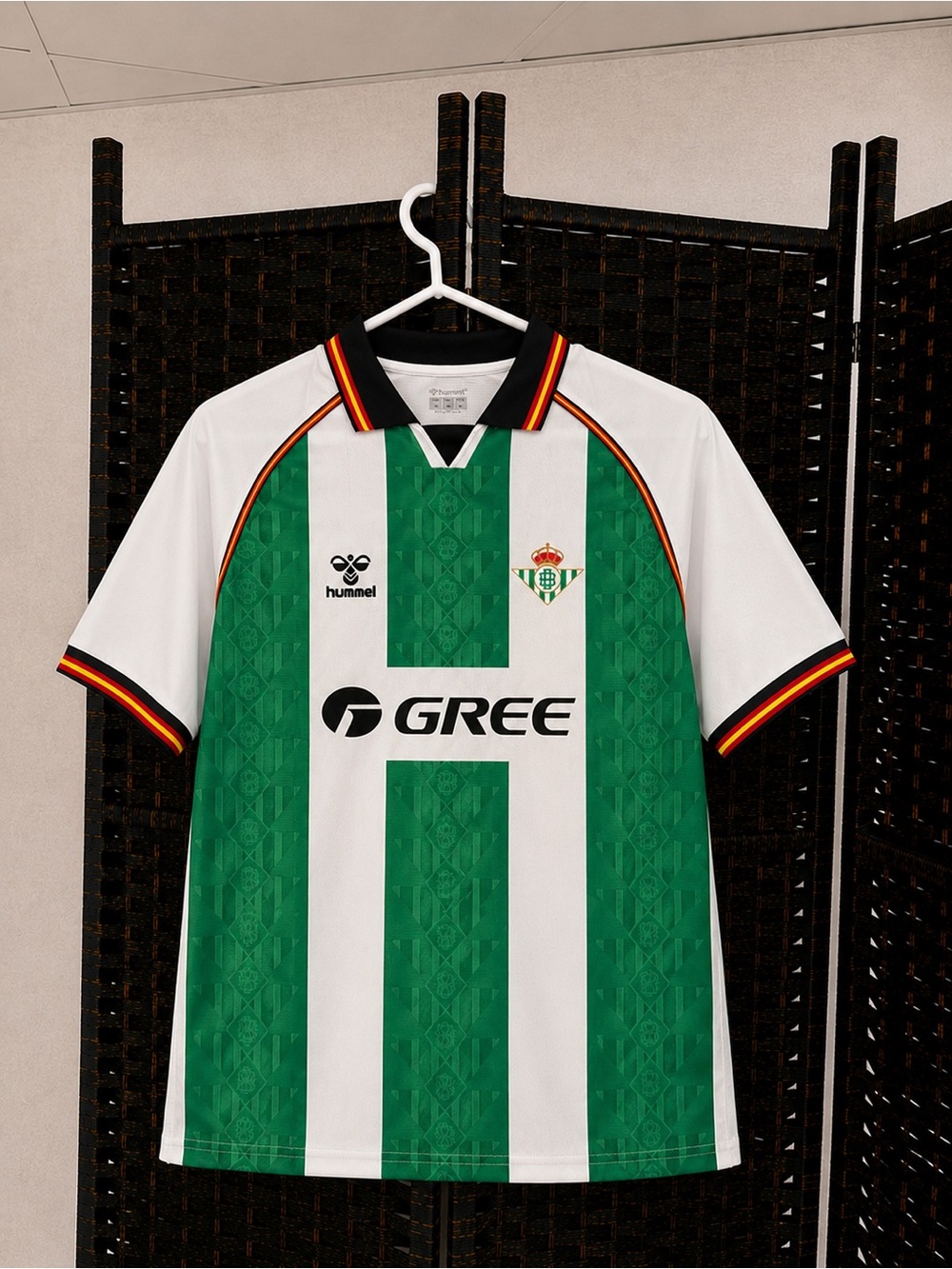 Hummel Green & White Striped Real Betis Football Jersey
